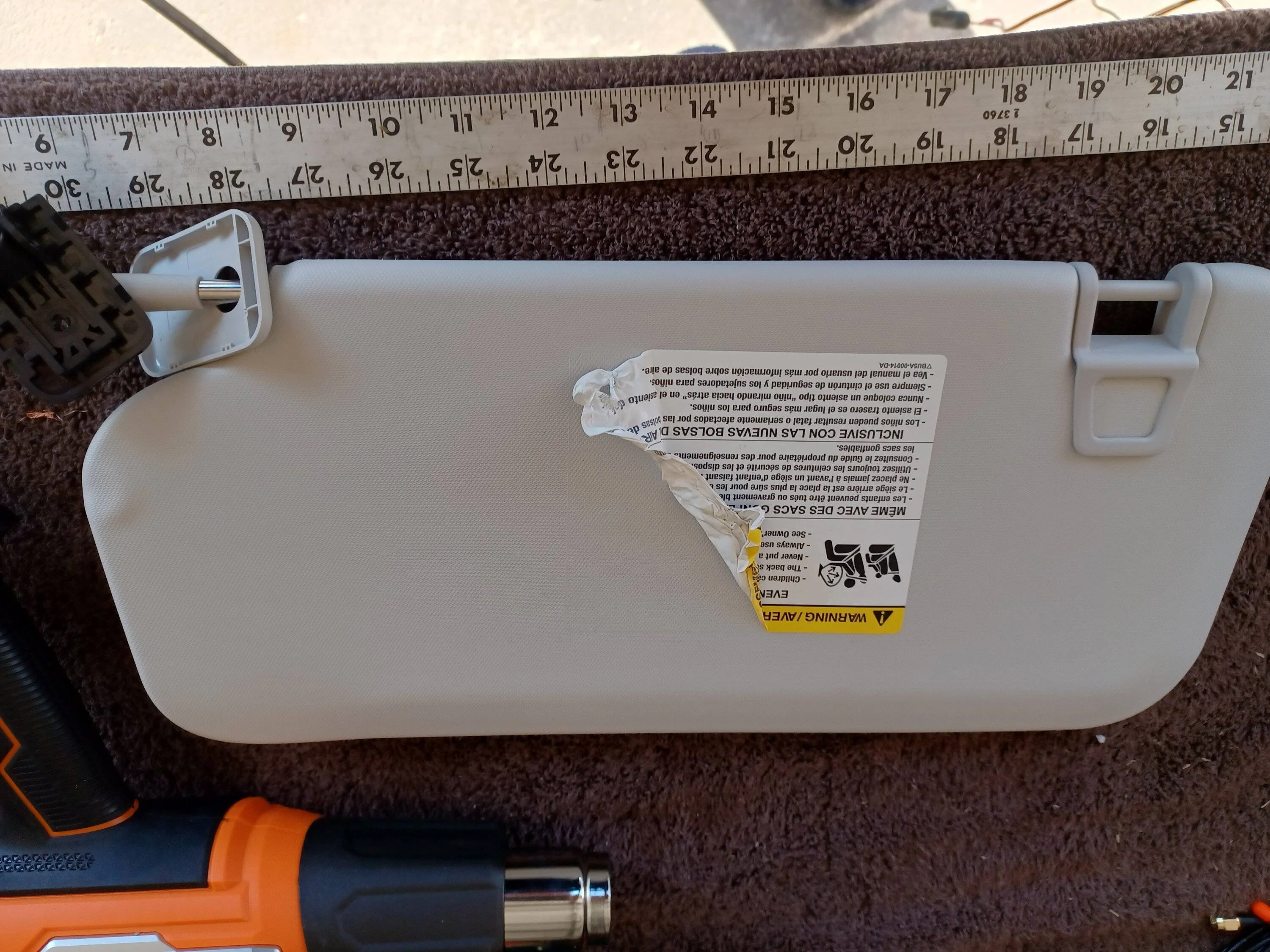 Ford Bronco Sport Remove Warning Labels on Visor? 20221009_145511