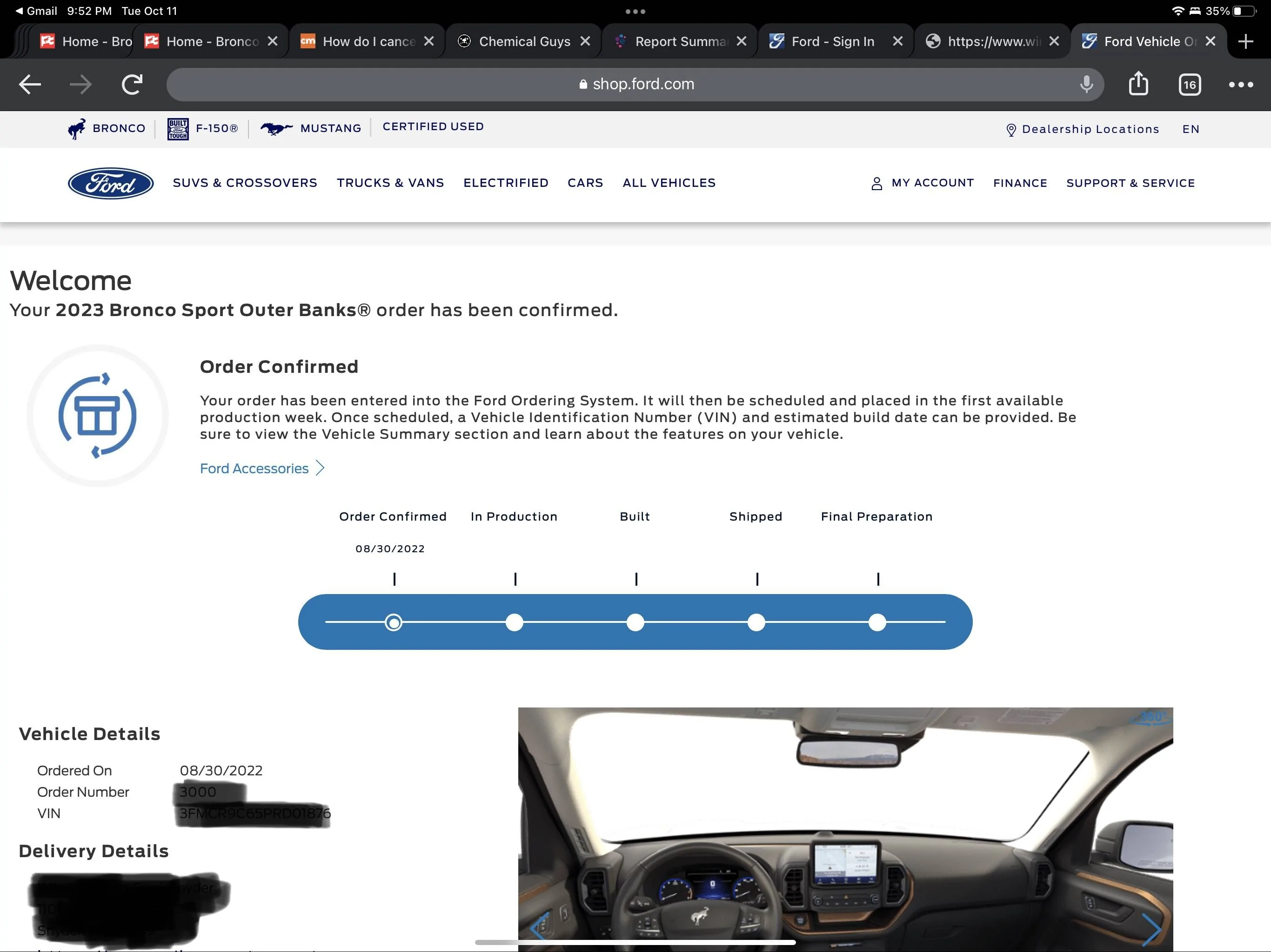 Ford Bronco Sport ⏰ Bronco Sport Scheduling This Week (9/19) For Production Build Weeks 11/14 Through 11/28 IMG_0591
