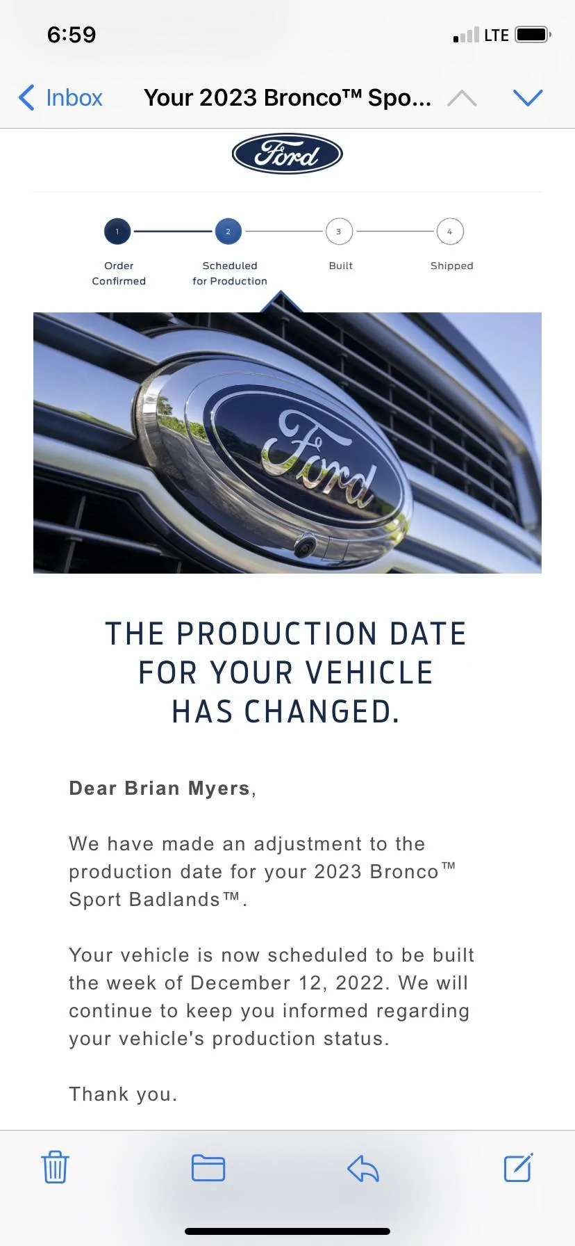 Ford Bronco Sport ⏰ Bronco Sport Scheduling This Week (9/19) For Production Build Weeks 11/14 Through 11/28 IMG_4581