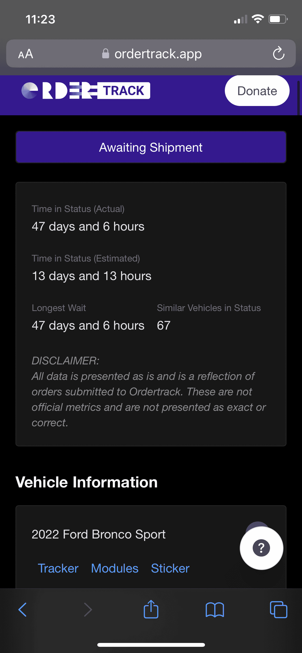 Ford Bronco Sport Stuck "Awaiting Shipment" Waiting Room ED2A1BA0-5290-423F-AEEA-16C0E14276E2