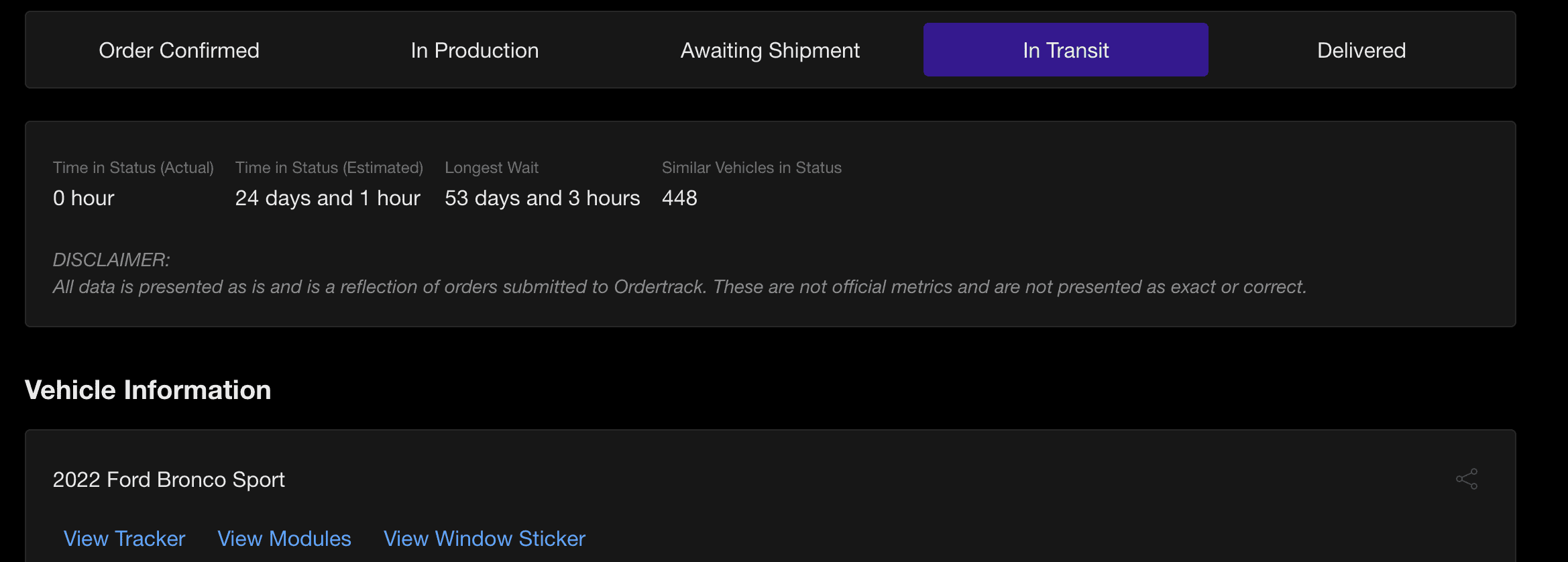 Ford Bronco Sport Stuck "Awaiting Shipment" Waiting Room Screen Shot 2022-10-15 at 10.06.45 AM