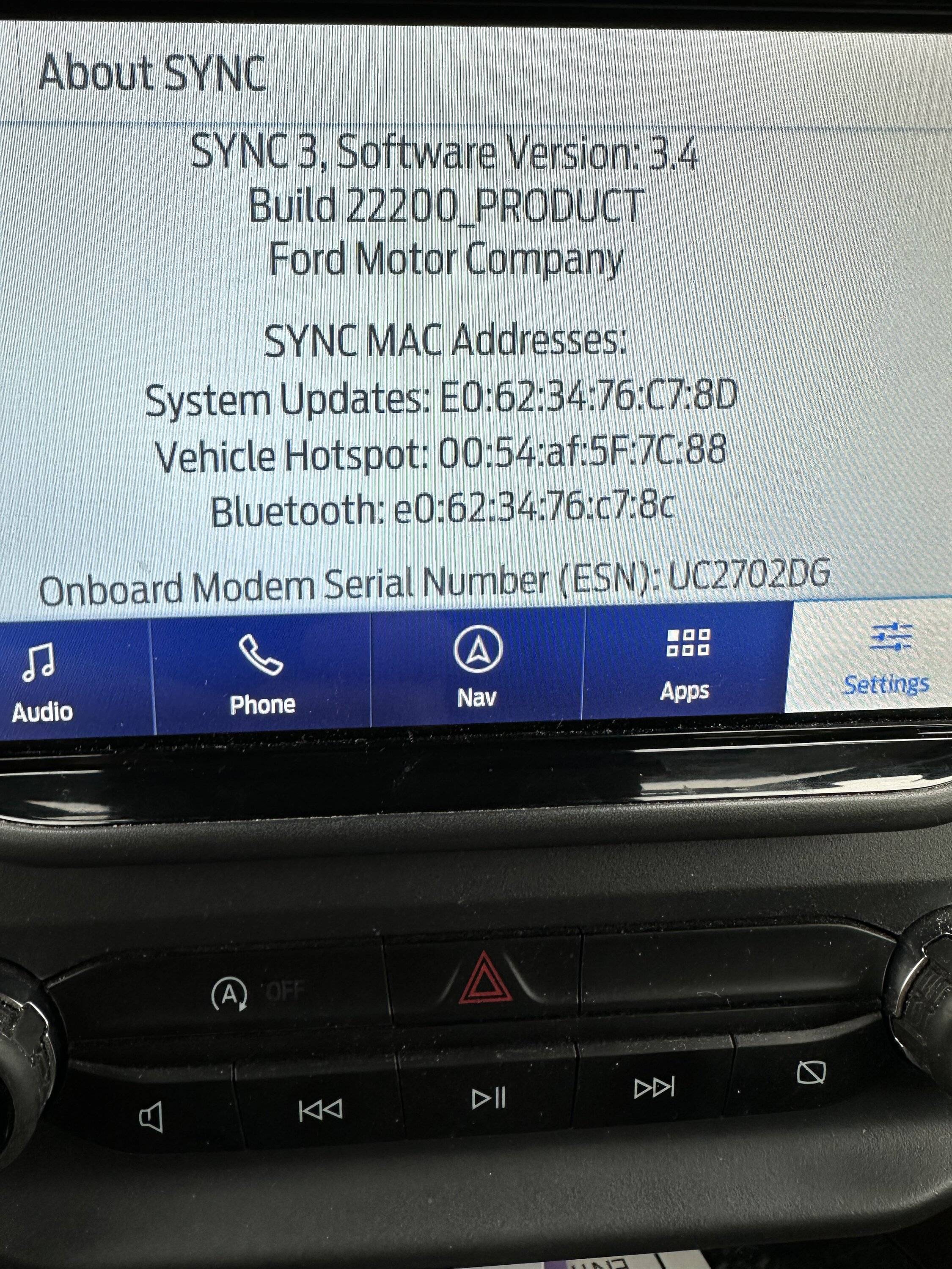 Ford Bronco Sport SYNC 3.4 Build 22200 Now Available A949892D-CA2D-4342-85E4-F4A44201E0D1