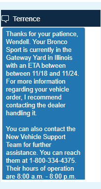 Ford Bronco Sport Stuck "Awaiting Shipment" Waiting Room 1666203230481