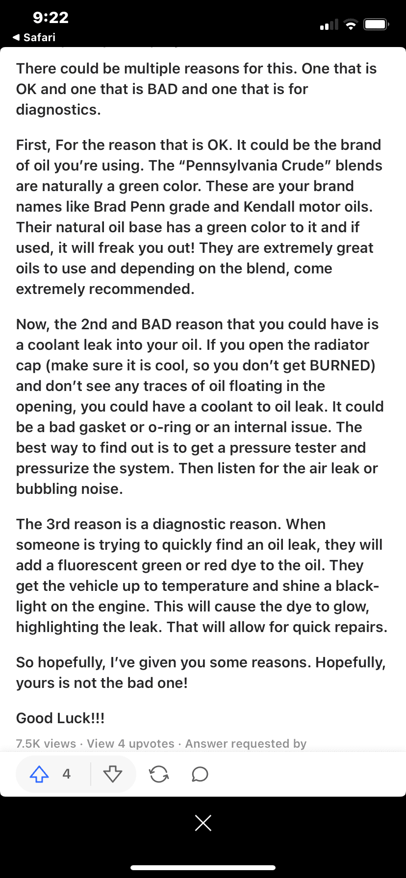 Ford Bronco Sport Green tint in drained motor oil 55DEE123-B018-45BB-BB2E-ACDF50BF8359