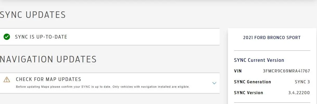 Ford Bronco Sport SYNC 3.4 Build 22200 Now Available sync