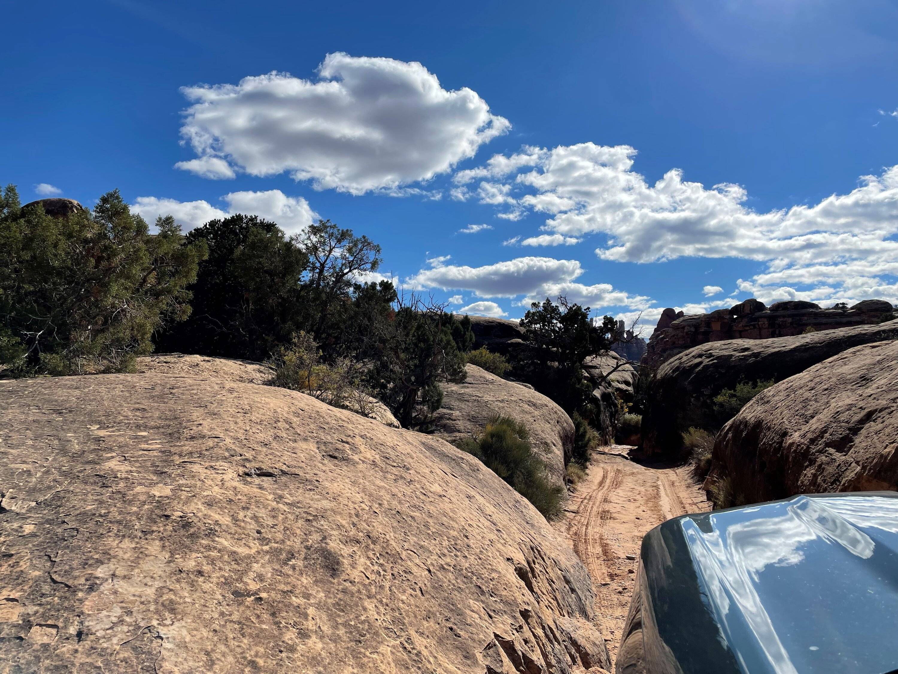 Ford Bronco Sport Off-roading on Elephant Hill Trail in Canyonlands, UT -- trip report & mods that mattered most Devils Pocket from the driver seat