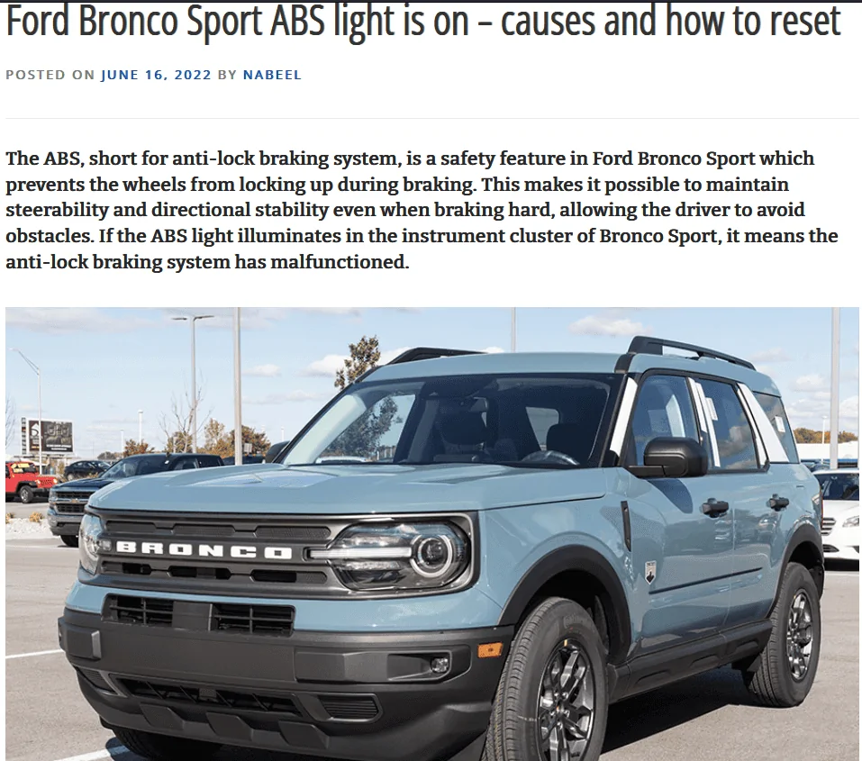 Ford Bronco Sport "Check Brake System" 1668224219193