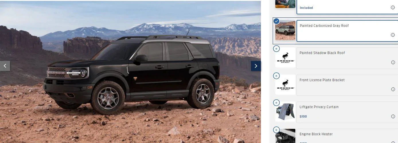 Ford Bronco Sport Bronco Sport Outer Banks and Badlands Two Tone Body Color changed to Black