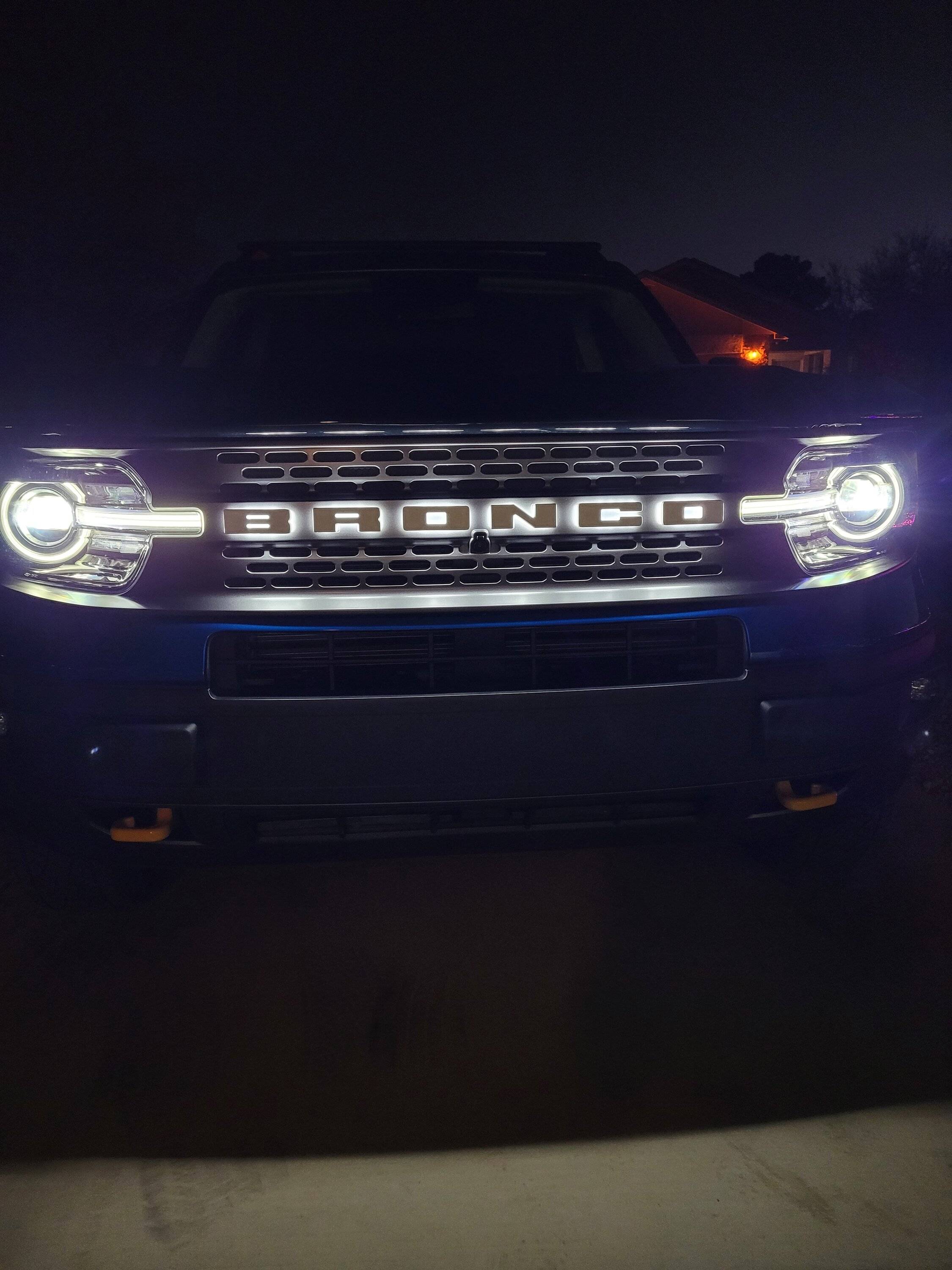 Ford Bronco Sport Oracle LED Grille "Bronco" Lettering Installed on Bronco Sport Badlands 20221209_175138