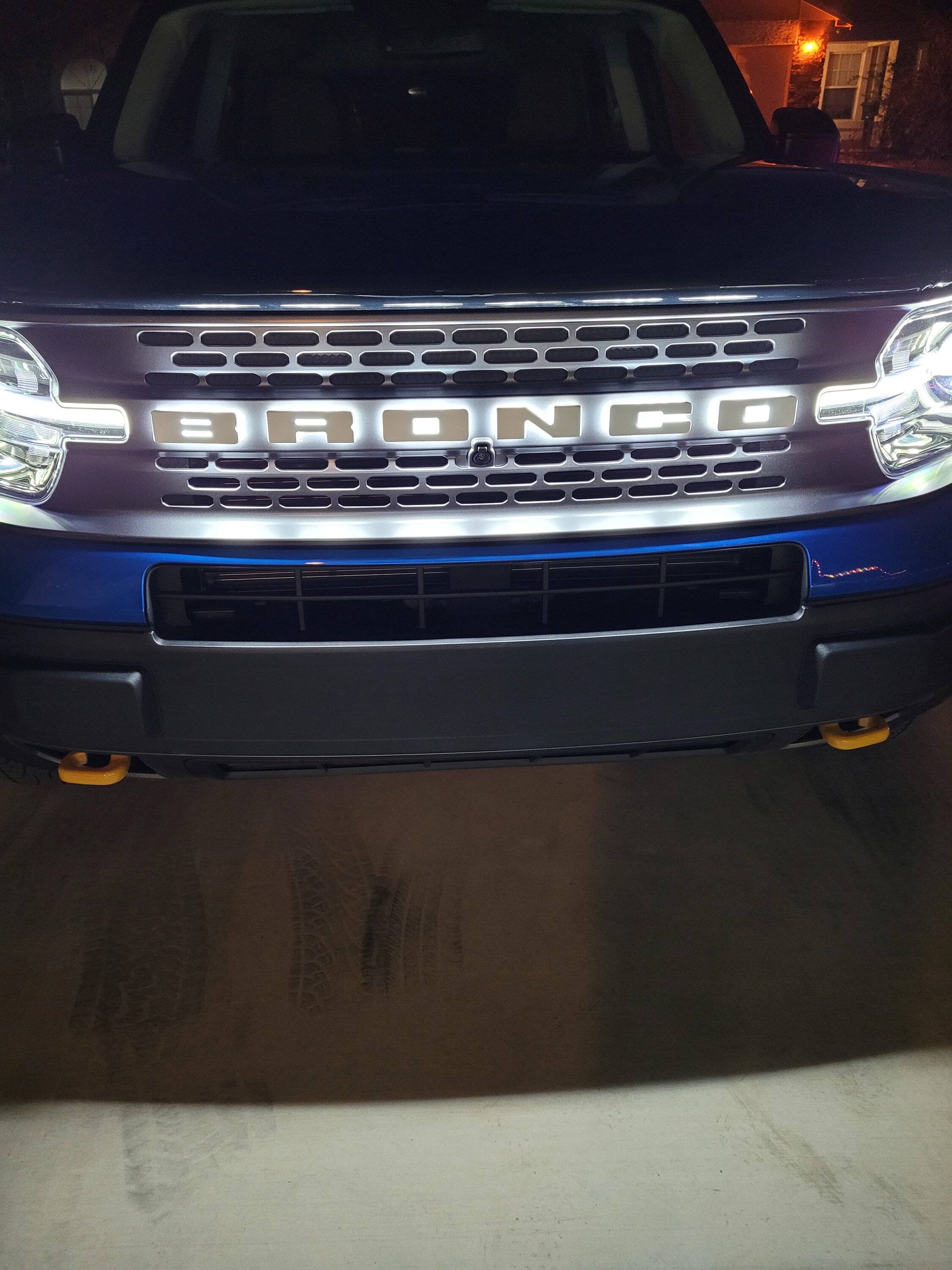 Ford Bronco Sport Oracle LED Grille "Bronco" Lettering Installed on Bronco Sport Badlands 20221209_175530