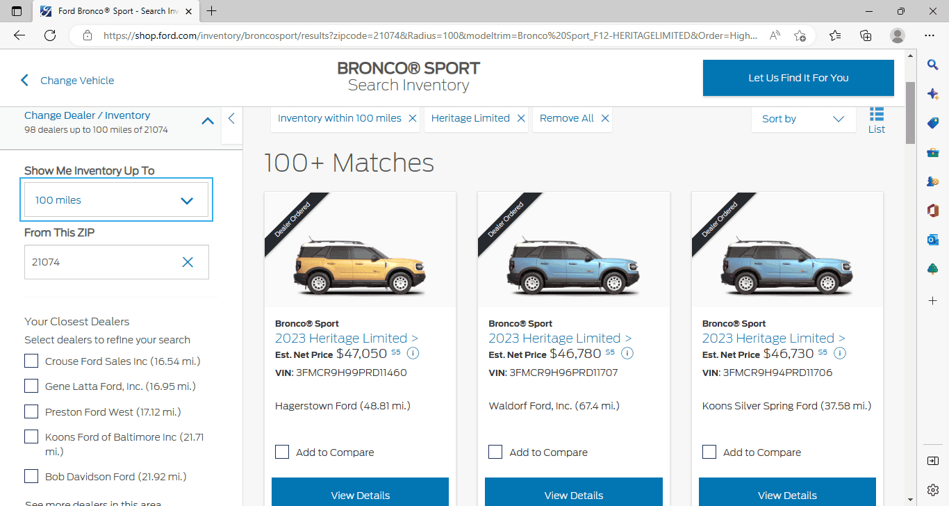 Ford Bronco Sport 2023 FORD BRONCO SPORT HERITAGE LIMITED ORDER IN LIMBO. 1671206018495