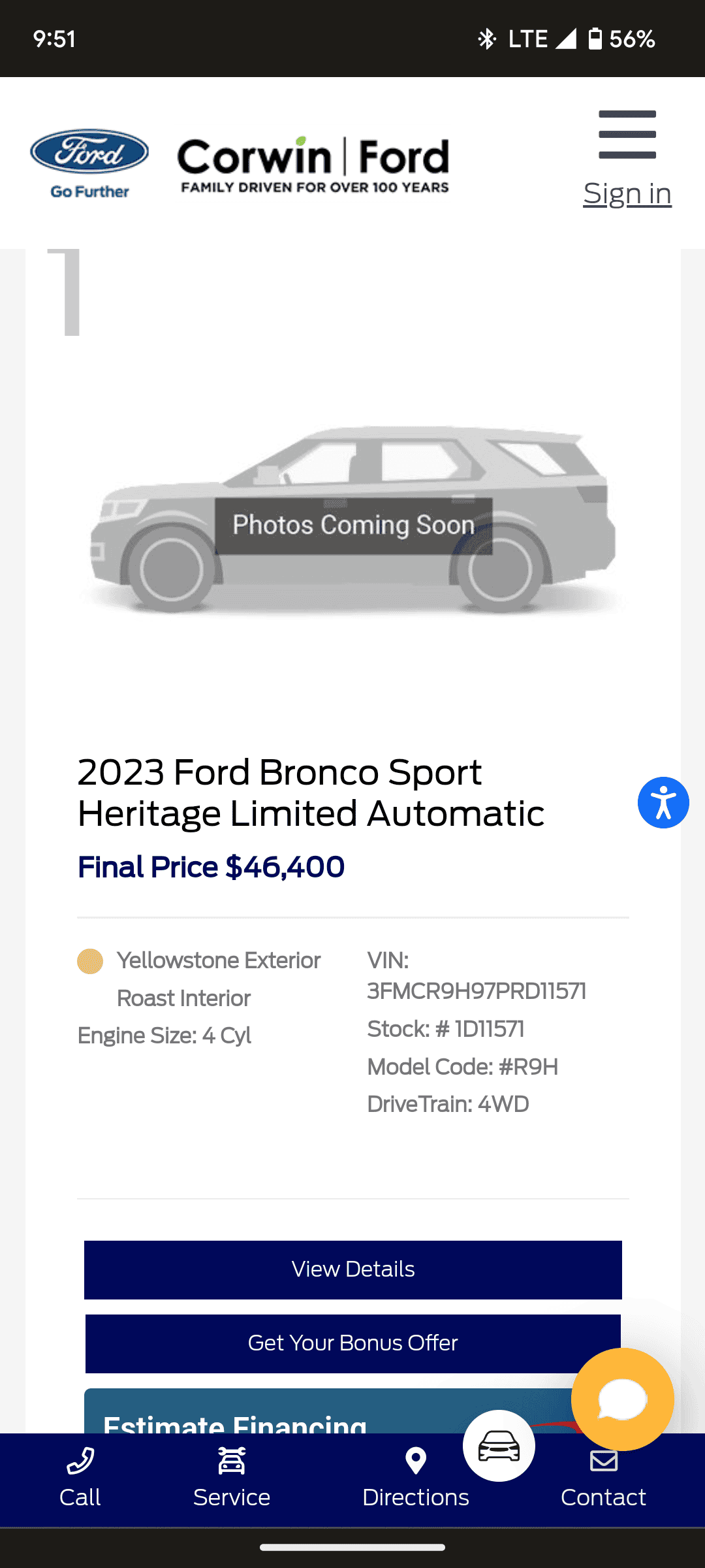Ford Bronco Sport 2023 FORD BRONCO SPORT HERITAGE LIMITED ORDER IN LIMBO. Screenshot_20221216-095136