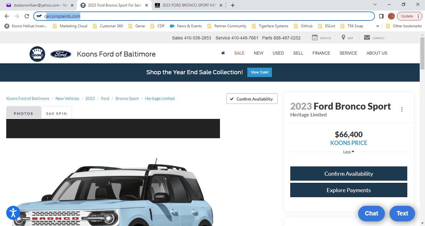 Ford Bronco Sport 2023 FORD BRONCO SPORT HERITAGE LIMITED ORDER IN LIMBO. 1672196168227