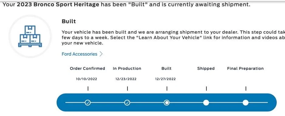 Ford Bronco Sport Oh No! ordertrack.app shutting down BS Heritage Built 12:27:22