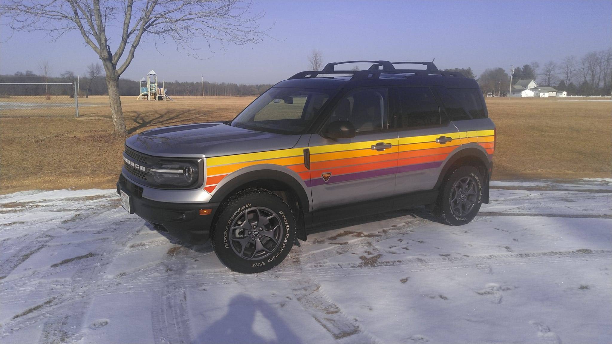 Ford Bronco Sport Retro 70's Freewheelin Graphics on Bronco Sport Badlands done 2
