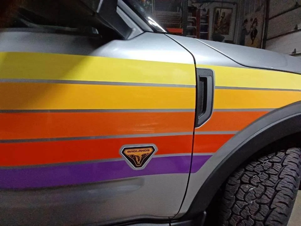 Ford Bronco Sport Retro 70's Freewheelin Graphics on Bronco Sport Badlands stripes 3