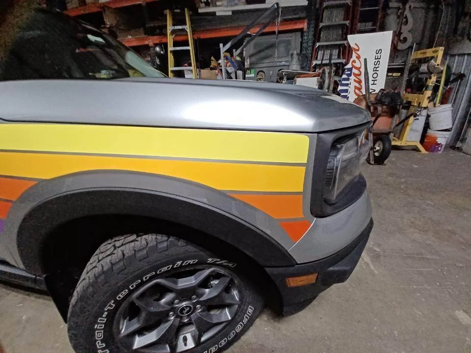 Ford Bronco Sport Retro 70's Freewheelin Graphics on Bronco Sport Badlands strips 2