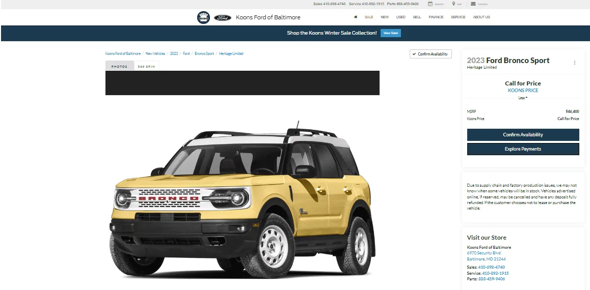 Ford Bronco Sport 2023 FORD BRONCO SPORT HERITAGE LIMITED ORDER IN LIMBO. 1673614624823