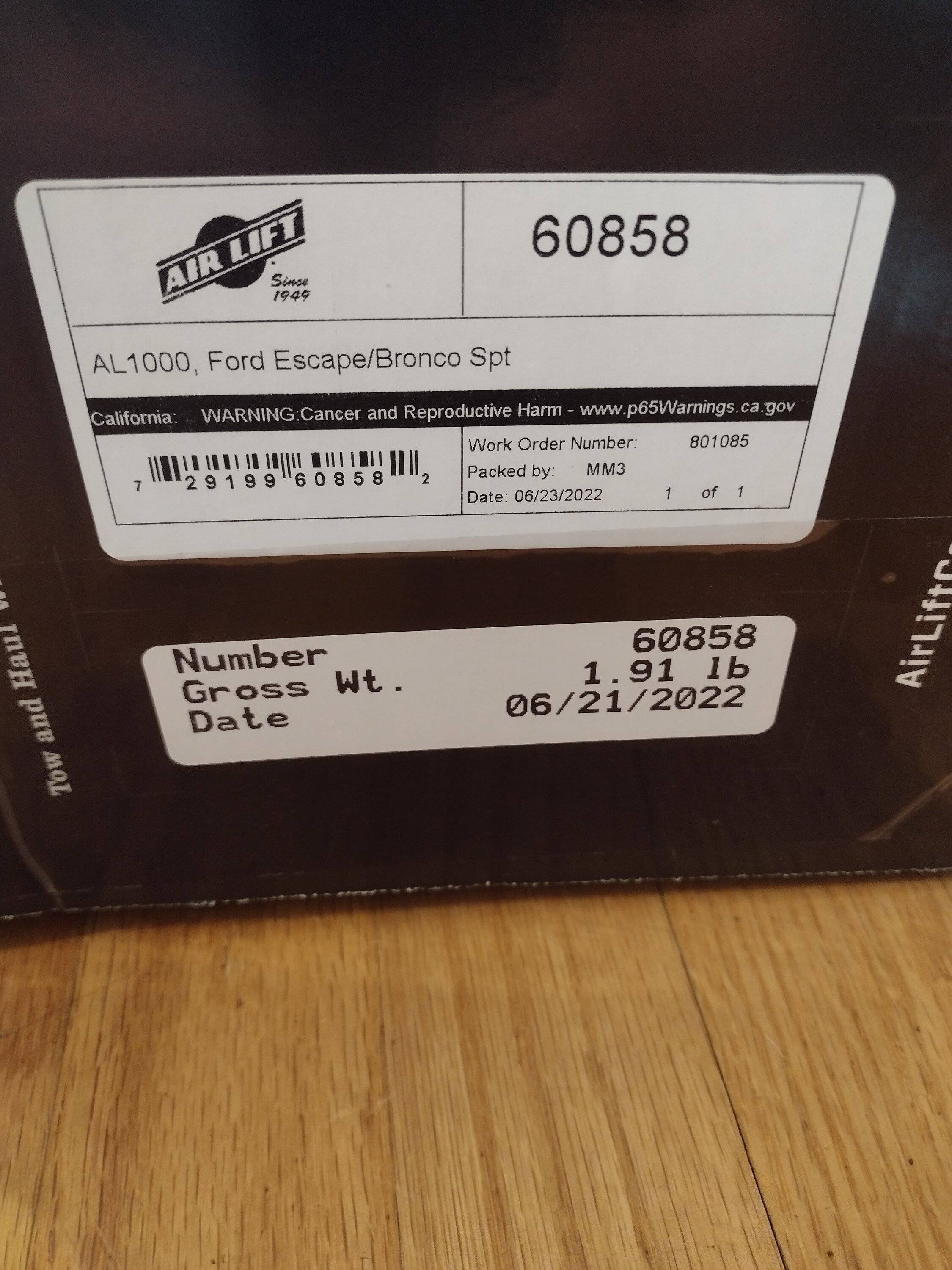 Ford Bronco Sport Air Lift 1000 Air Helper Spring Kit NEW IMG_20230120_140737357