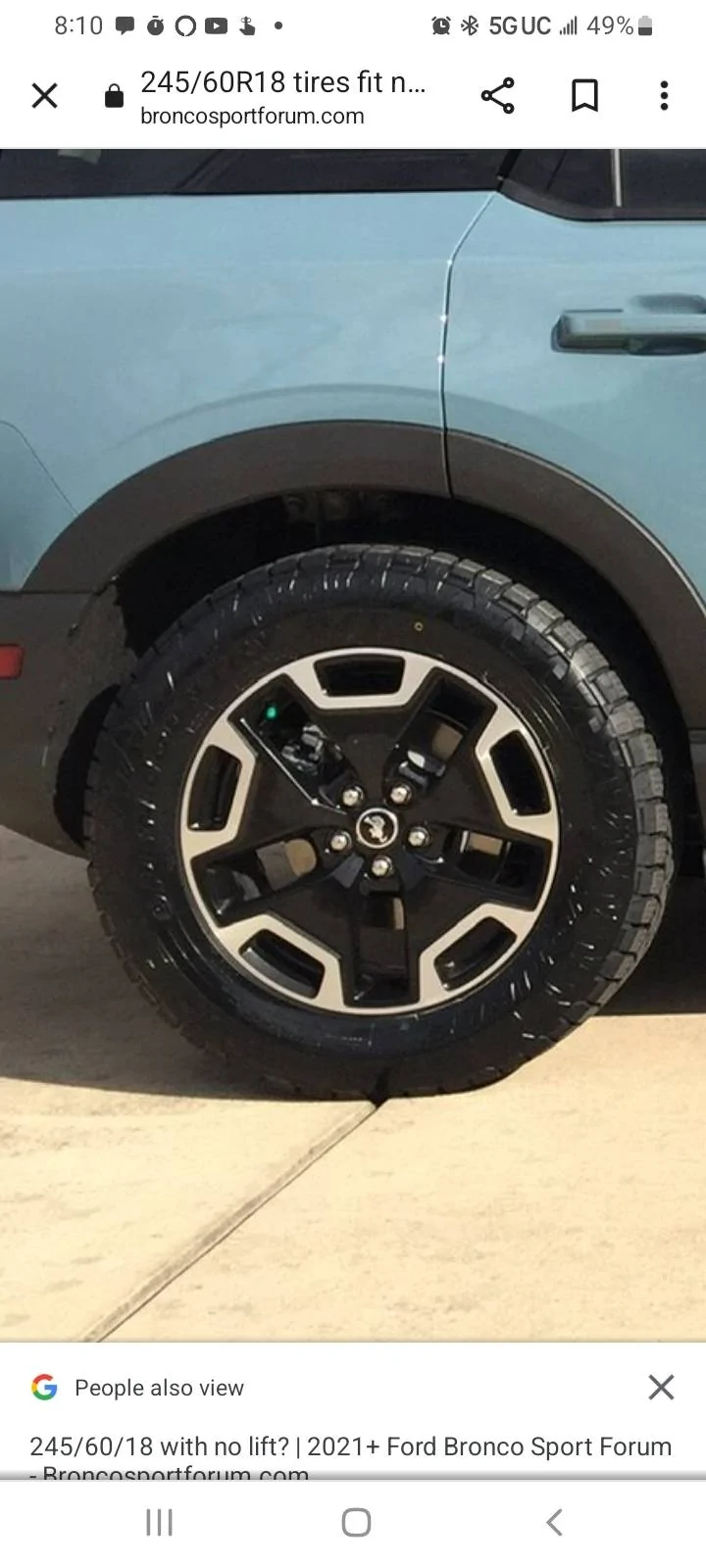 Ford Bronco Sport Widest tire can put on 18in factory rims? Screenshot_20230125-201051_Chrom