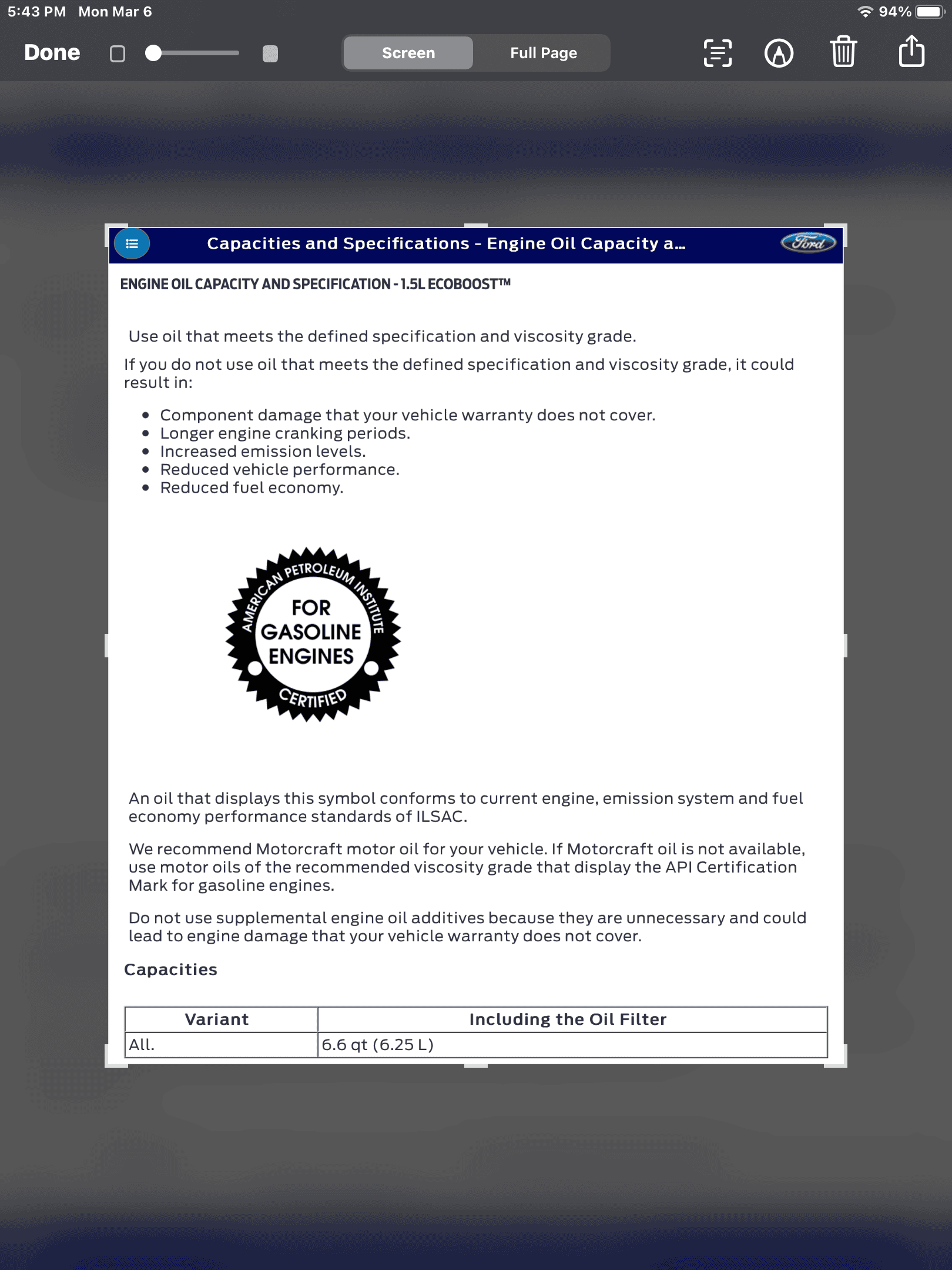Ford Bronco Sport Help! 2022 Big Bend 1.5L Oil Capacity 1CAC2D33-1512-45E6-9775-C2CECA593008