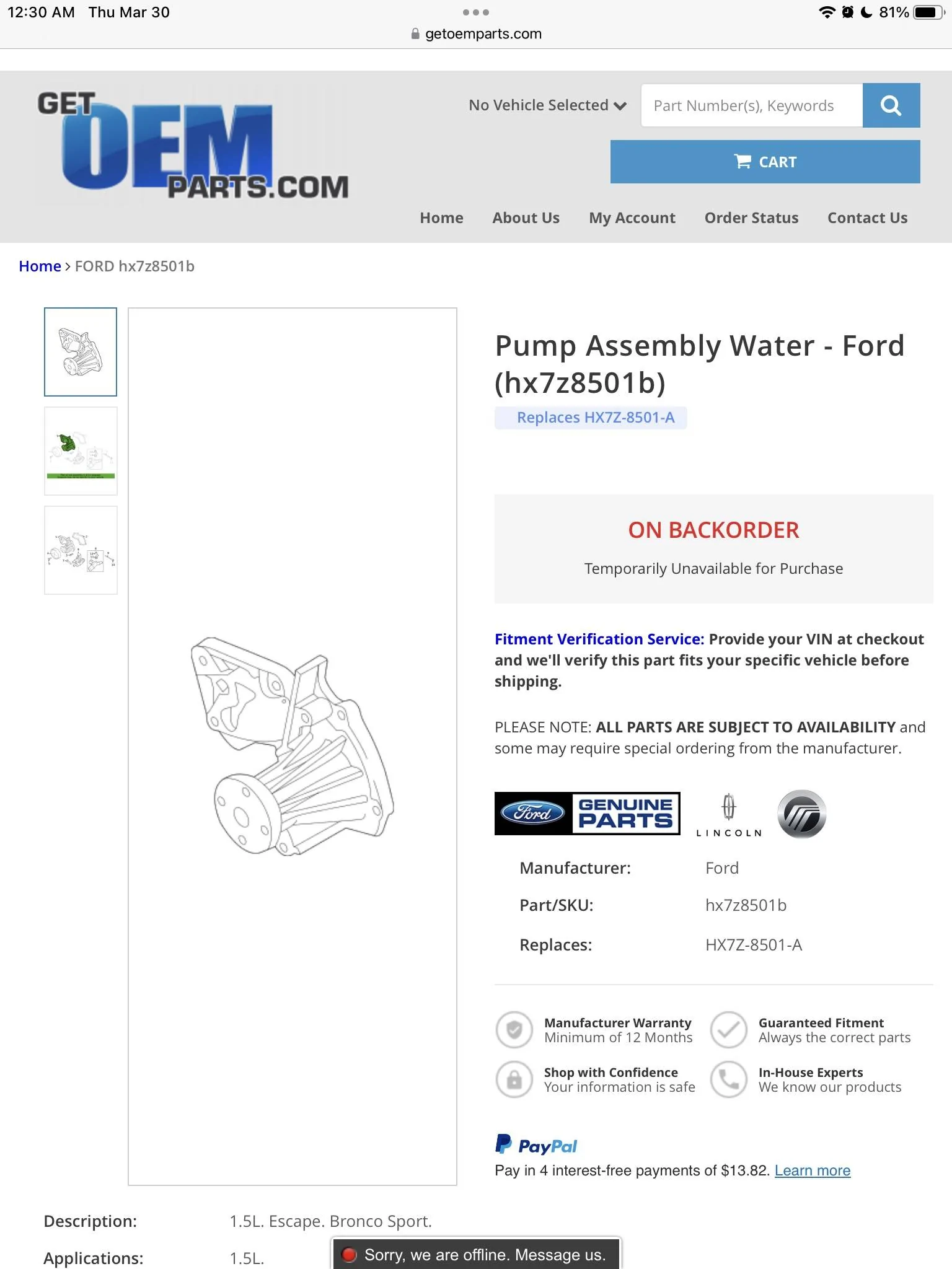 Ford Bronco Sport Updated Water Pump Available C77E62AE-EDF0-4B74-B074-BD0ECCC161C2