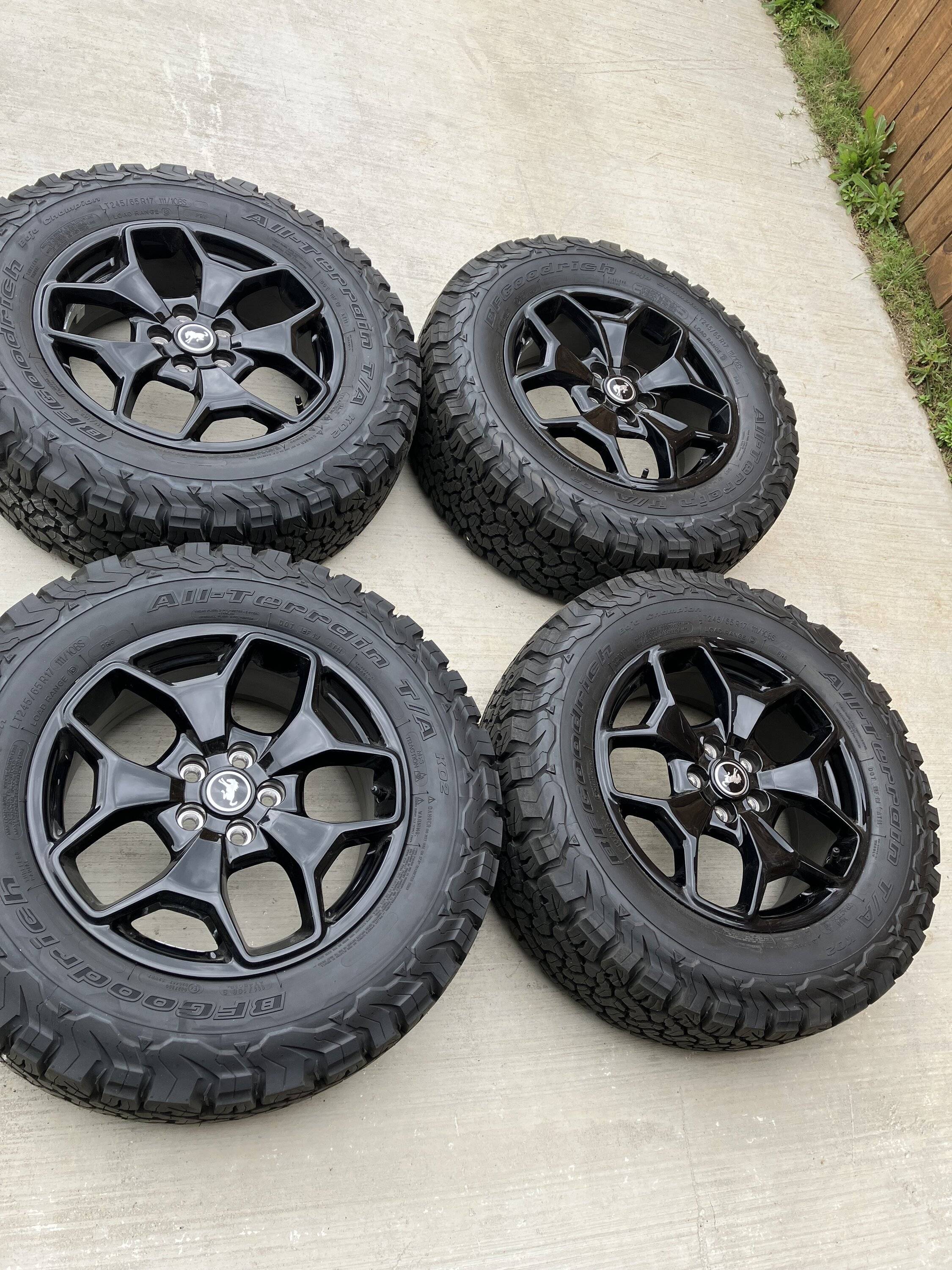 Ford Bronco Sport Ford Bronco sport first edition black wheels with bfg k02 245/65/r17 tpms sensors 1700 obo IMG_1647[1].JPG