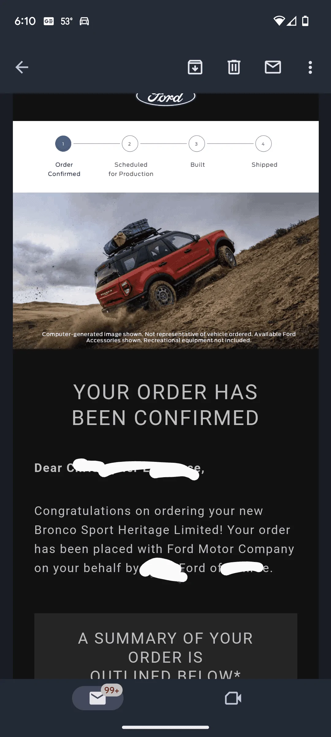 Ford Bronco Sport 2023 FORD BRONCO SPORT HERITAGE LIMITED ORDER IN LIMBO. Screenshot_20230413-061037