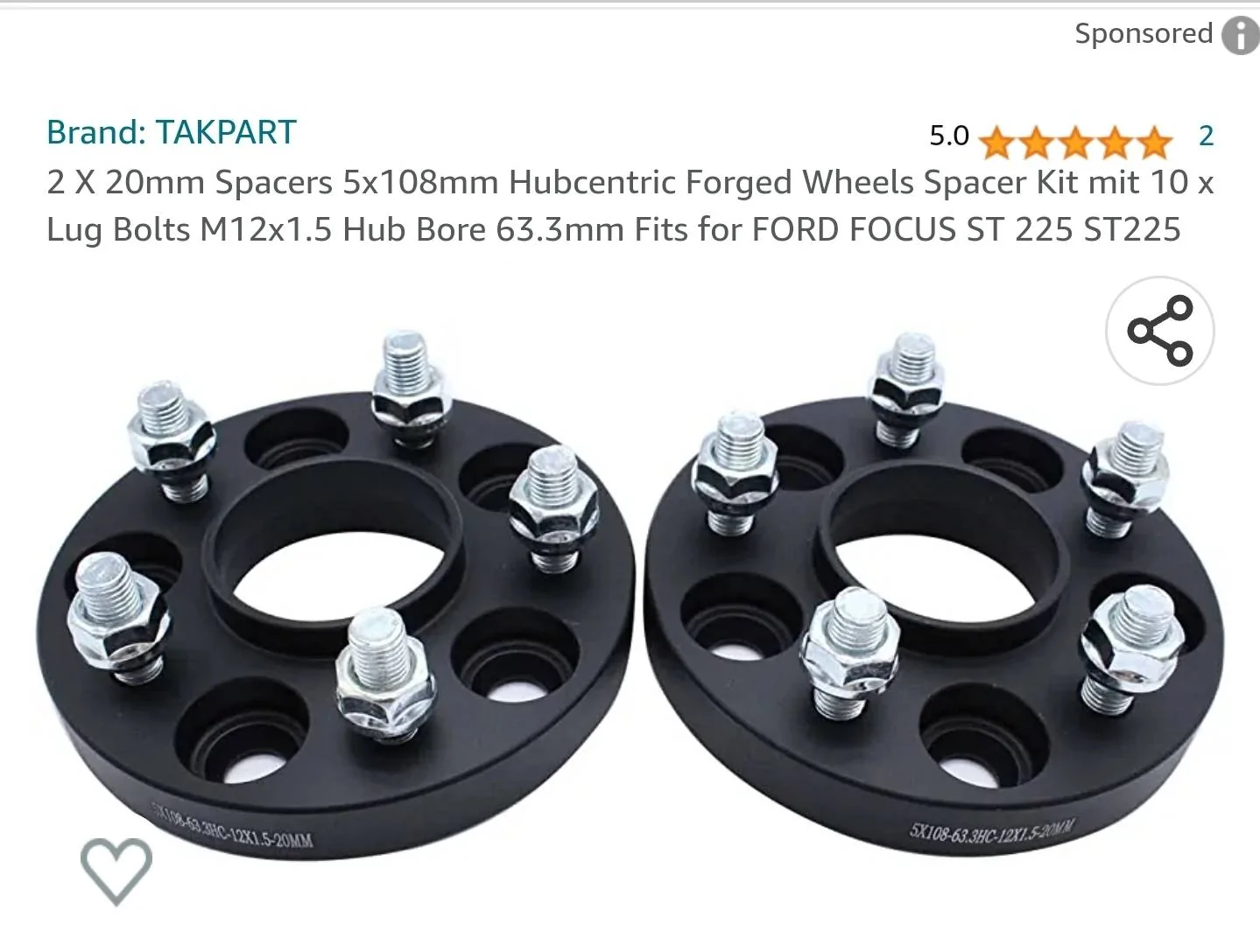 Ford Bronco Sport 20mm wheel spacers question Screenshot_20230512_195151_Amazon Shopping