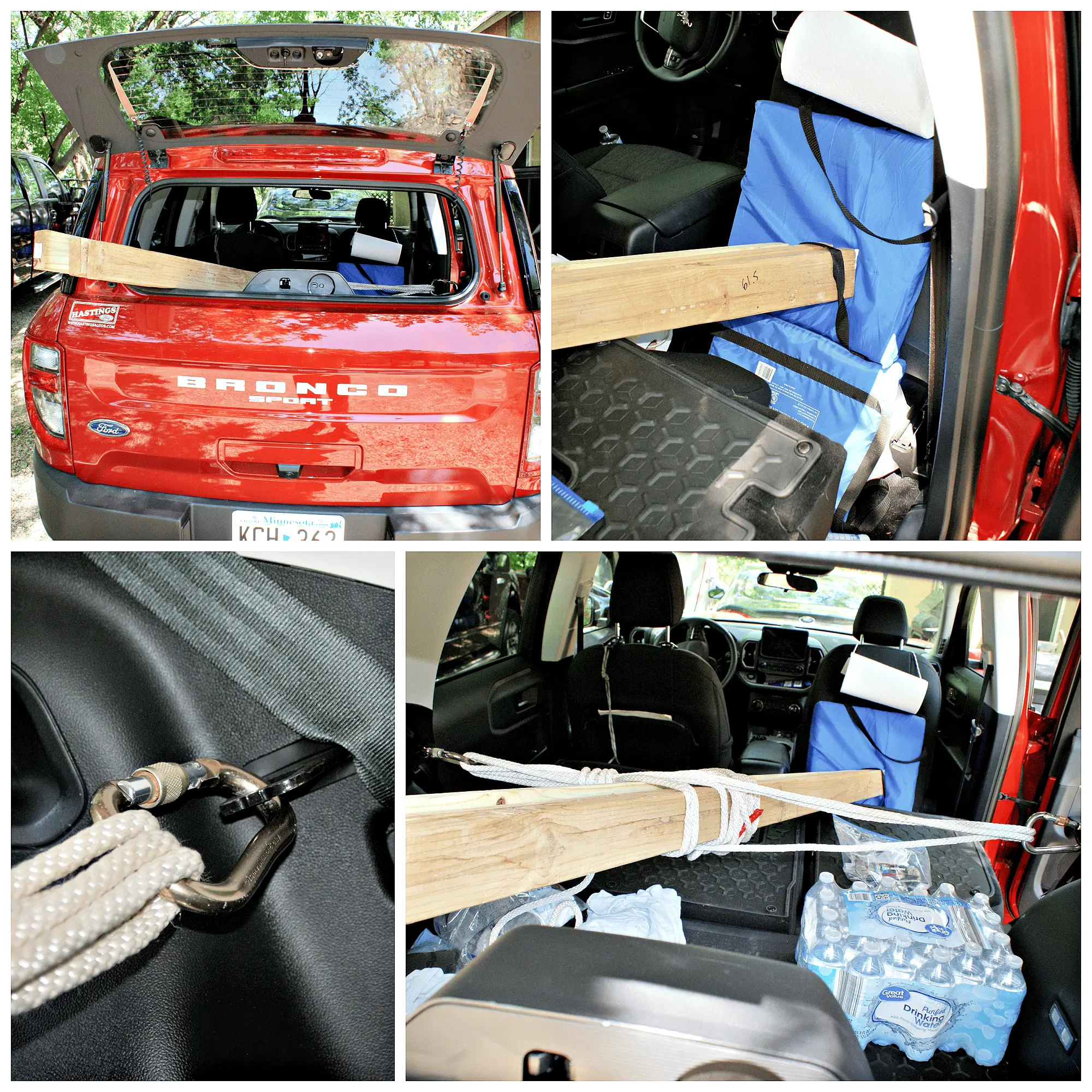 Ford Bronco Sport wimpy rear internal tie downs bronco hauling 2x4