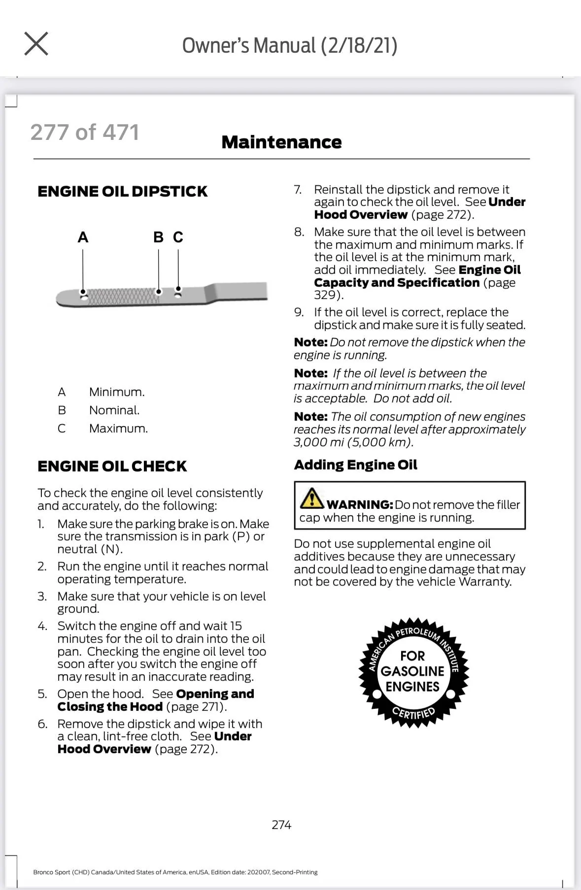 Ford Bronco Sport Oil Level Increasing IMG_3751