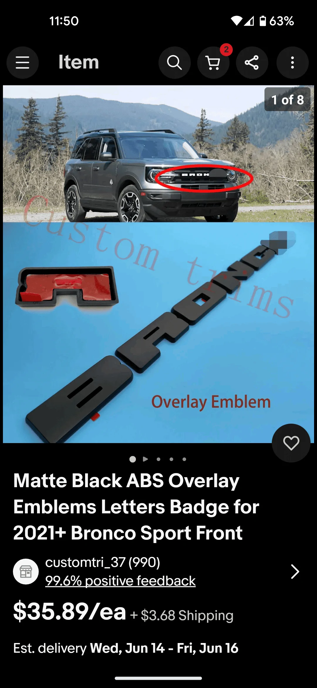 Ford Bronco Sport Blacked Out letter overlays $30 free shipping Screenshot_20230611-115045