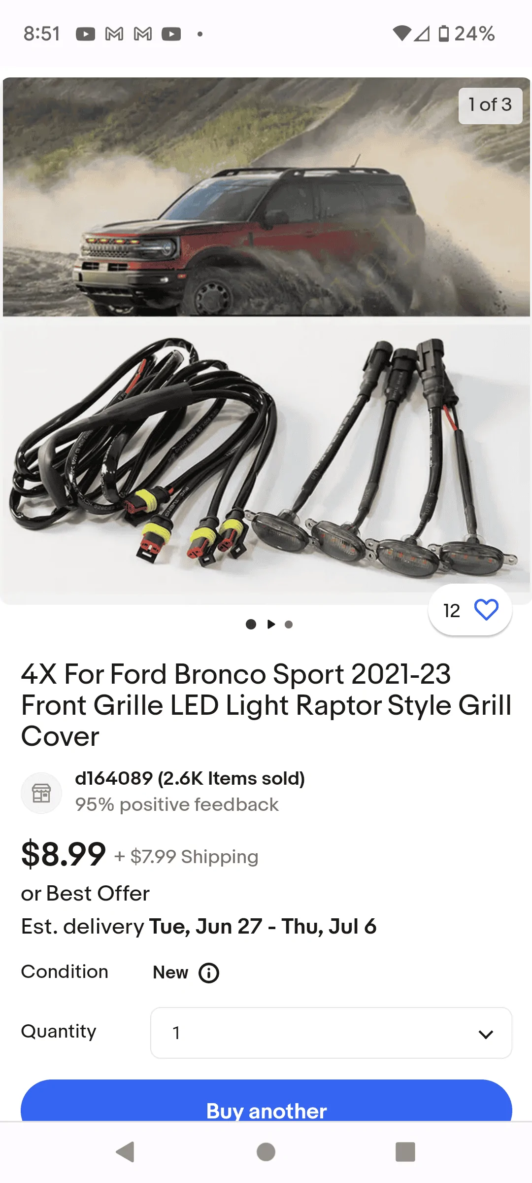 Ford Bronco Sport Raptor style grill marker lights cheap and easy Screenshot_20230613-205158