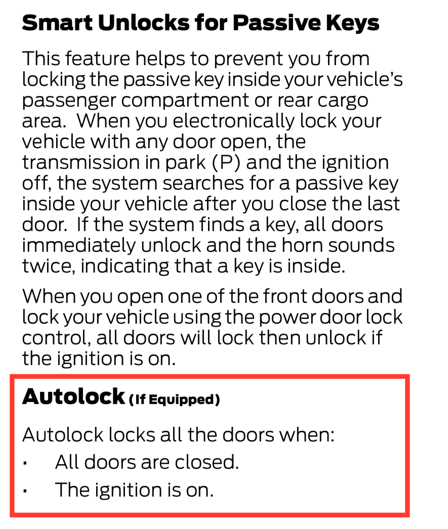 Ford Bronco Sport Warning: Doors auto lock with key fob inside 1687221450835