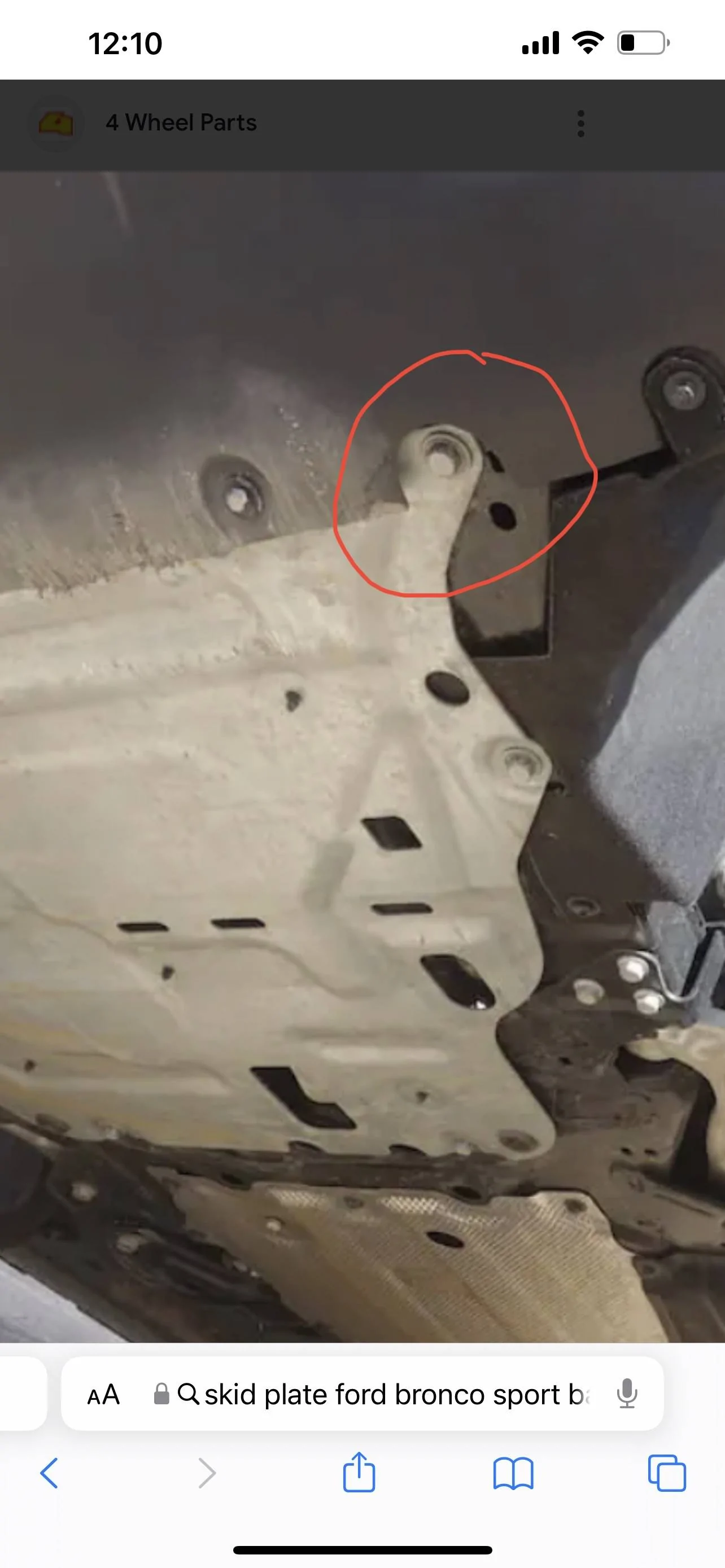 Ford Bronco Sport Missing Bolt on Front Skid Plate IMG_1010