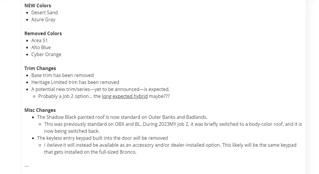 Ford Bronco Sport Any Ideas of Changes coming for 2024?   .... NOT Rumor Mill !!!!! 1689969718197