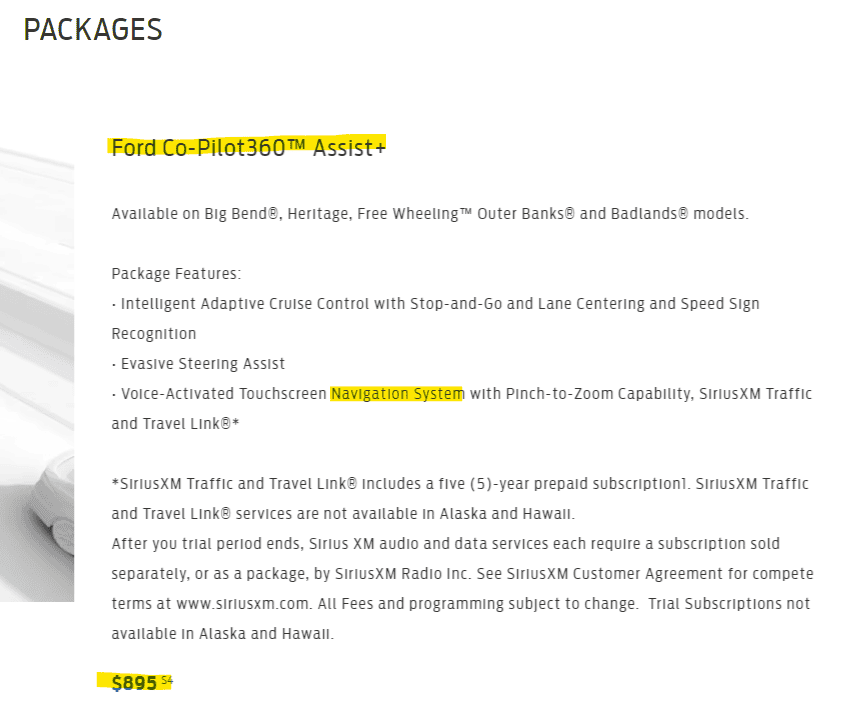 Ford Bronco Sport Does 2024 Sync3 include navigation? Navi_Optio