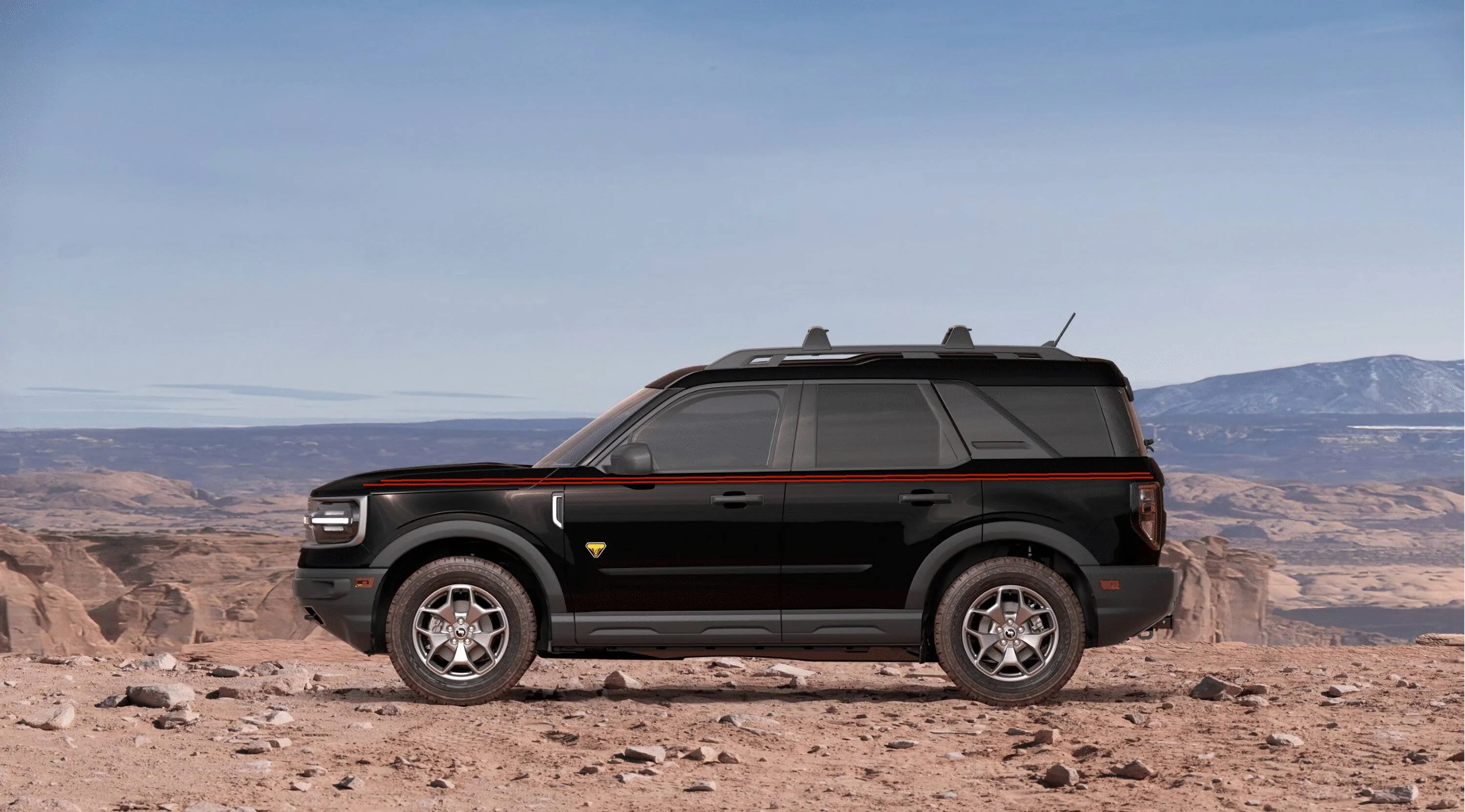 Ford Bronco Sport What would Batman drive? Black with Dual Red Stripes