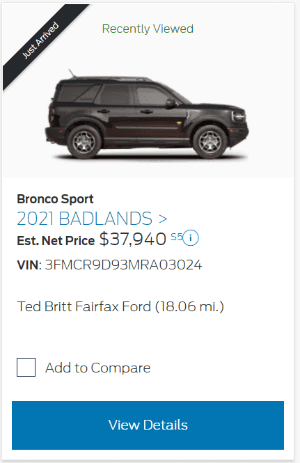 Ford Bronco Sport Dealers showing inventory 1603373620343