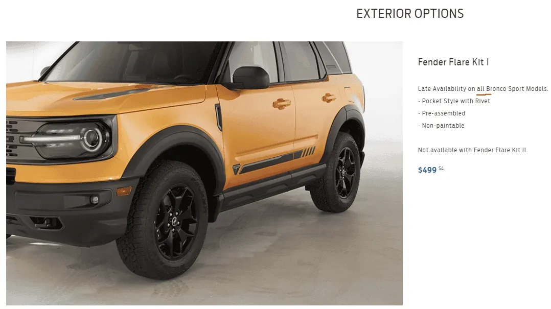 Ford Bronco Sport Fender Flare Kit is it standard on the BL or FE? 1604426102827