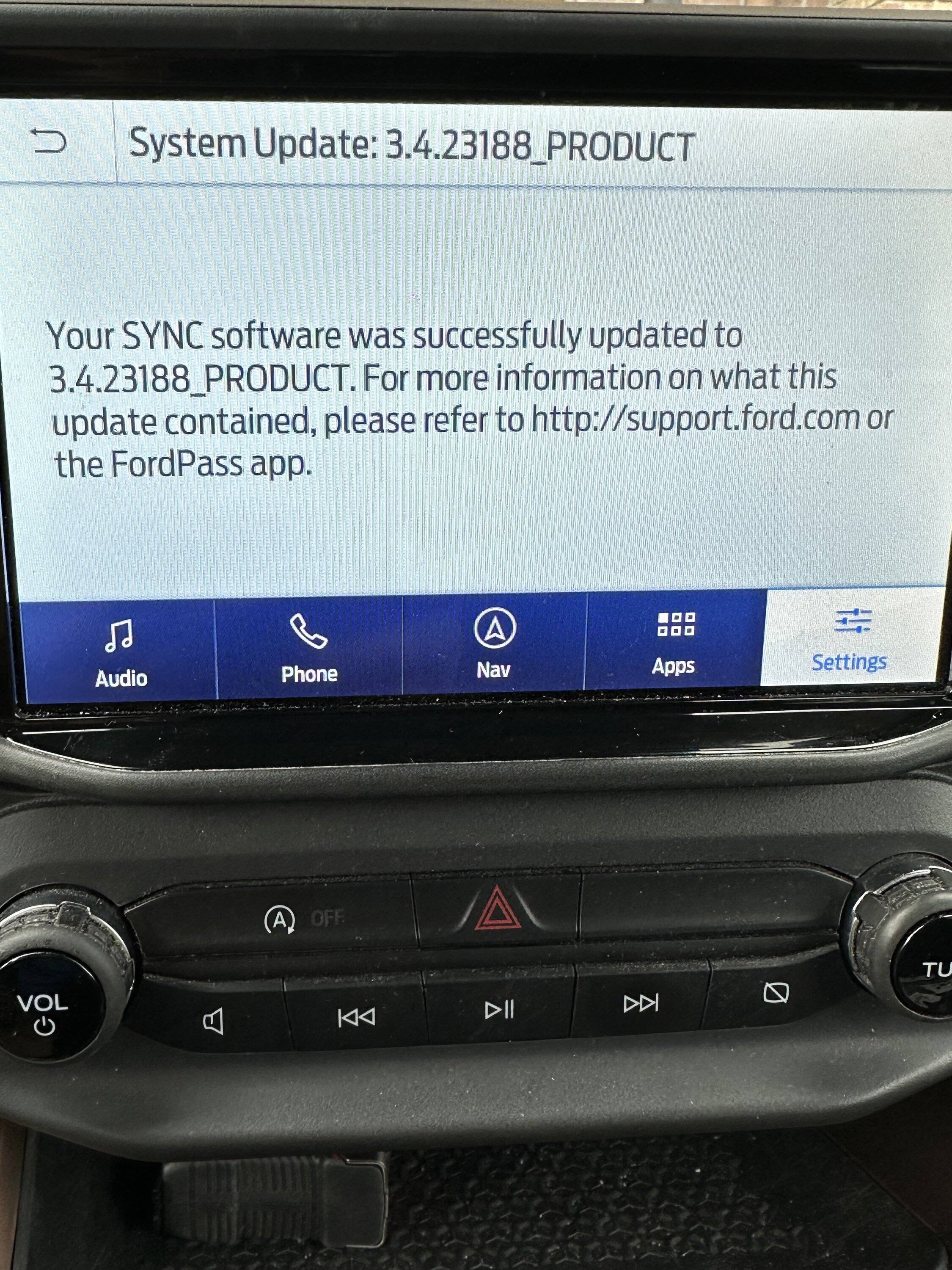 Ford Bronco Sport Sync 3.4 Build 23188 Now Available 9/2/23 IMG_4031