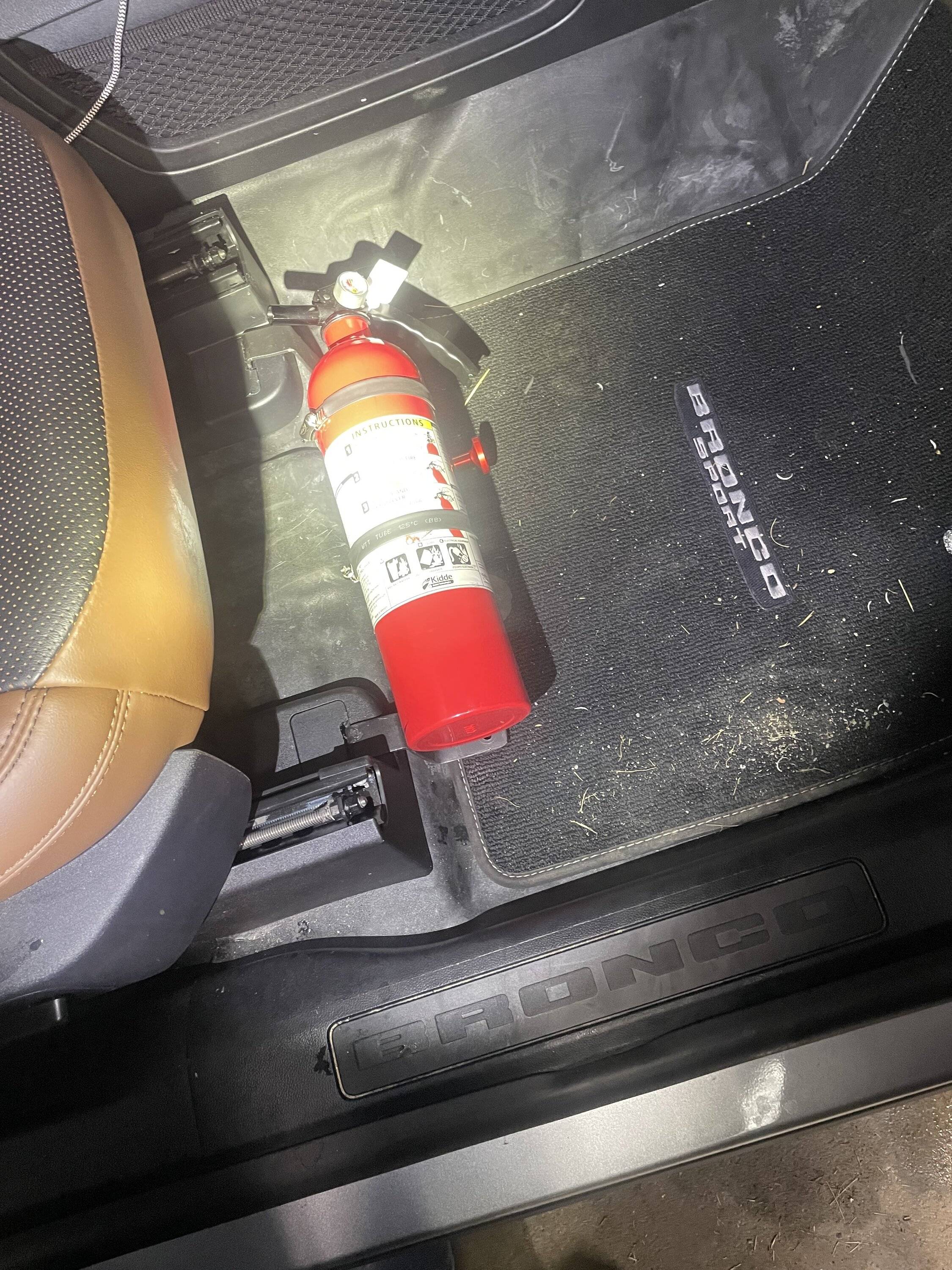 Ford Bronco Sport I built a fire extinguisher mount.(front passenger seat footwell) IMG_6035