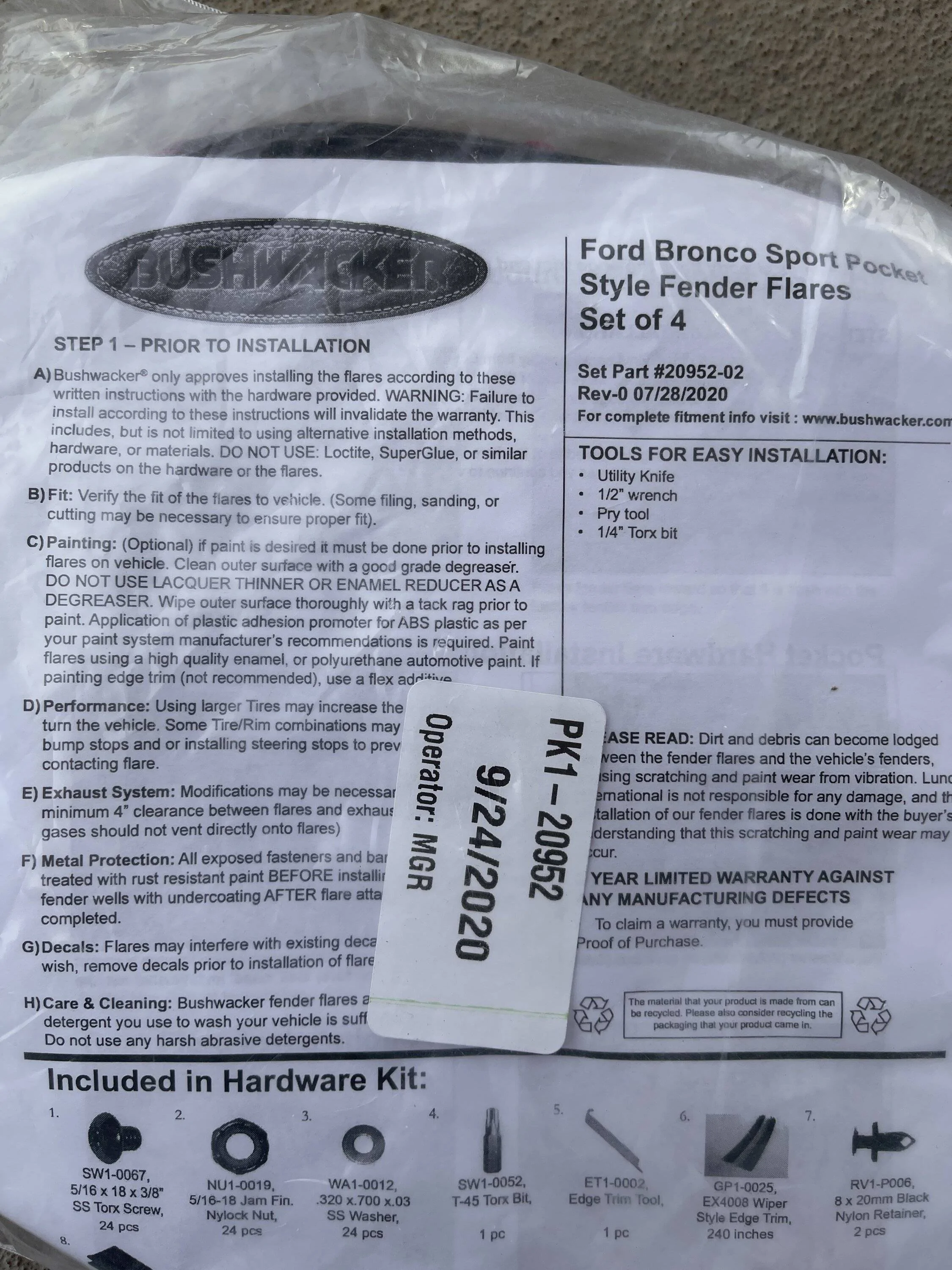 Ford Bronco Sport Selling Bushwacker Pocket Fender Flares IMG_2450