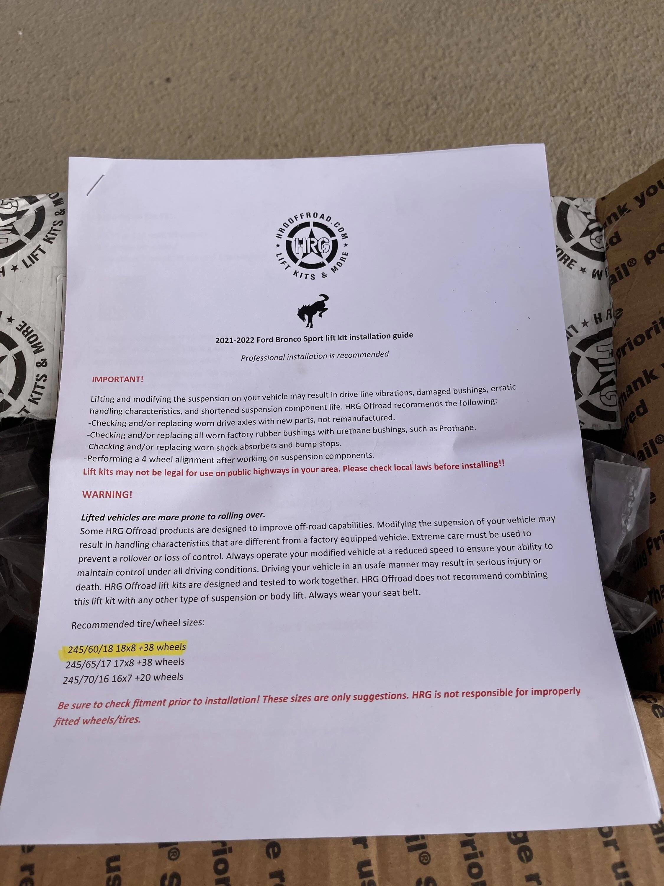 Ford Bronco Sport HRG Lift Kit (Bought for 2022 Badlands) IMG_2448