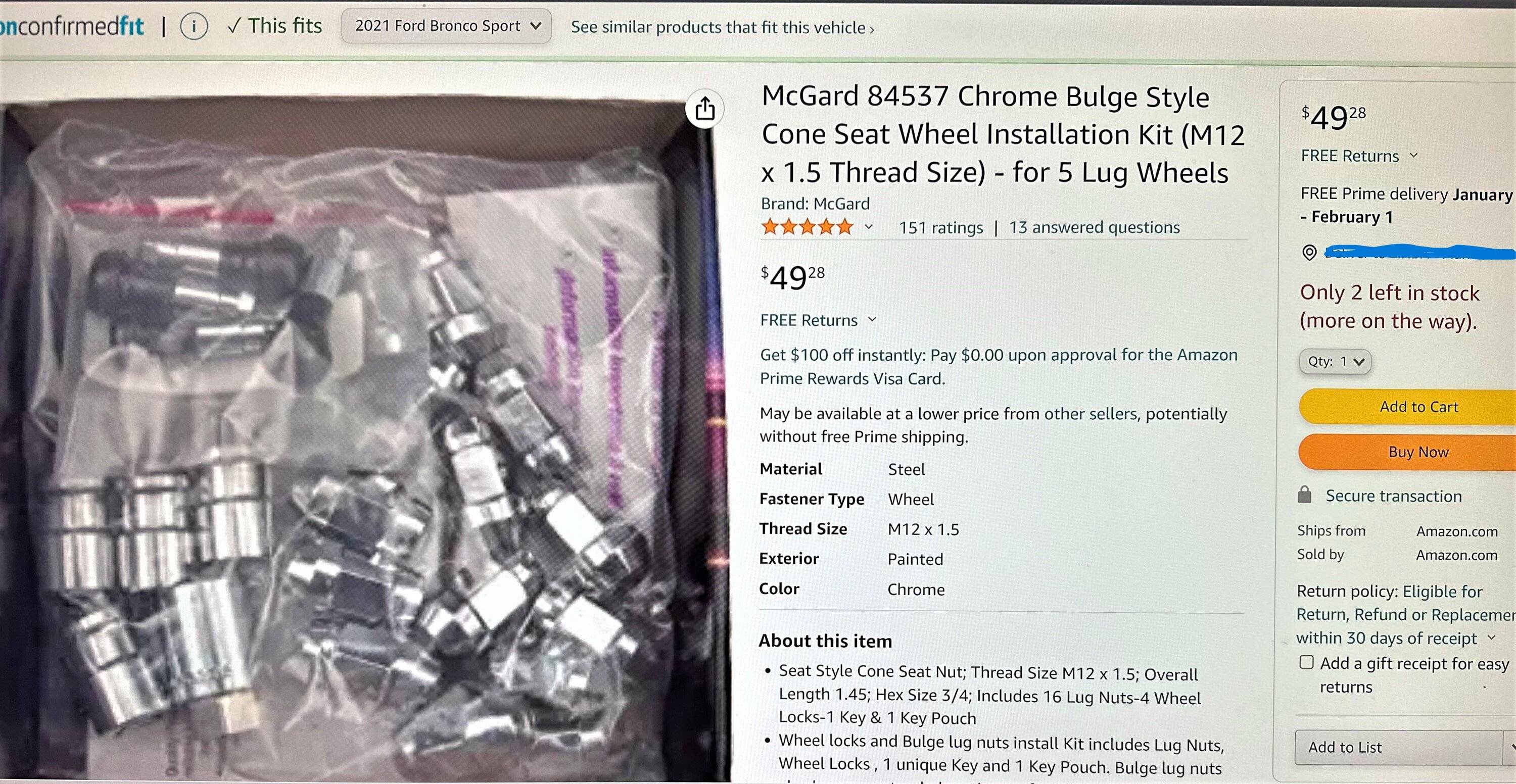 Ford Bronco Sport Does the BS Have the Swollen Lug Nut Problem? MCGARD LUG NUT LOCK KIT 84537 $53.59