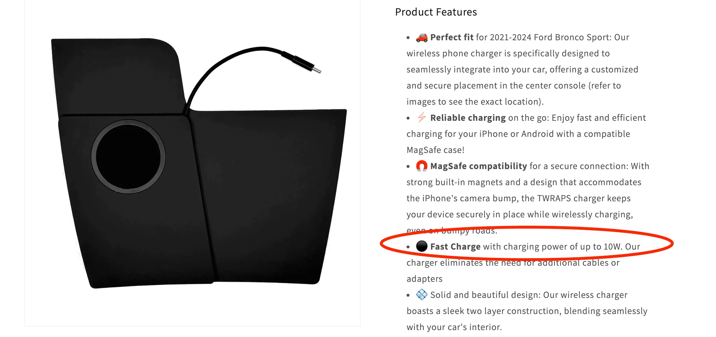 Ford Bronco Sport Magsafe compatible charging pad for the Bronco Sport Screenshot 2023-10-29 at 6.12.43 PM