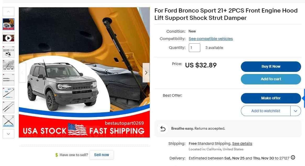 Ford Bronco Sport Hood Lift Struts Screenshot 2023-11-20 075353