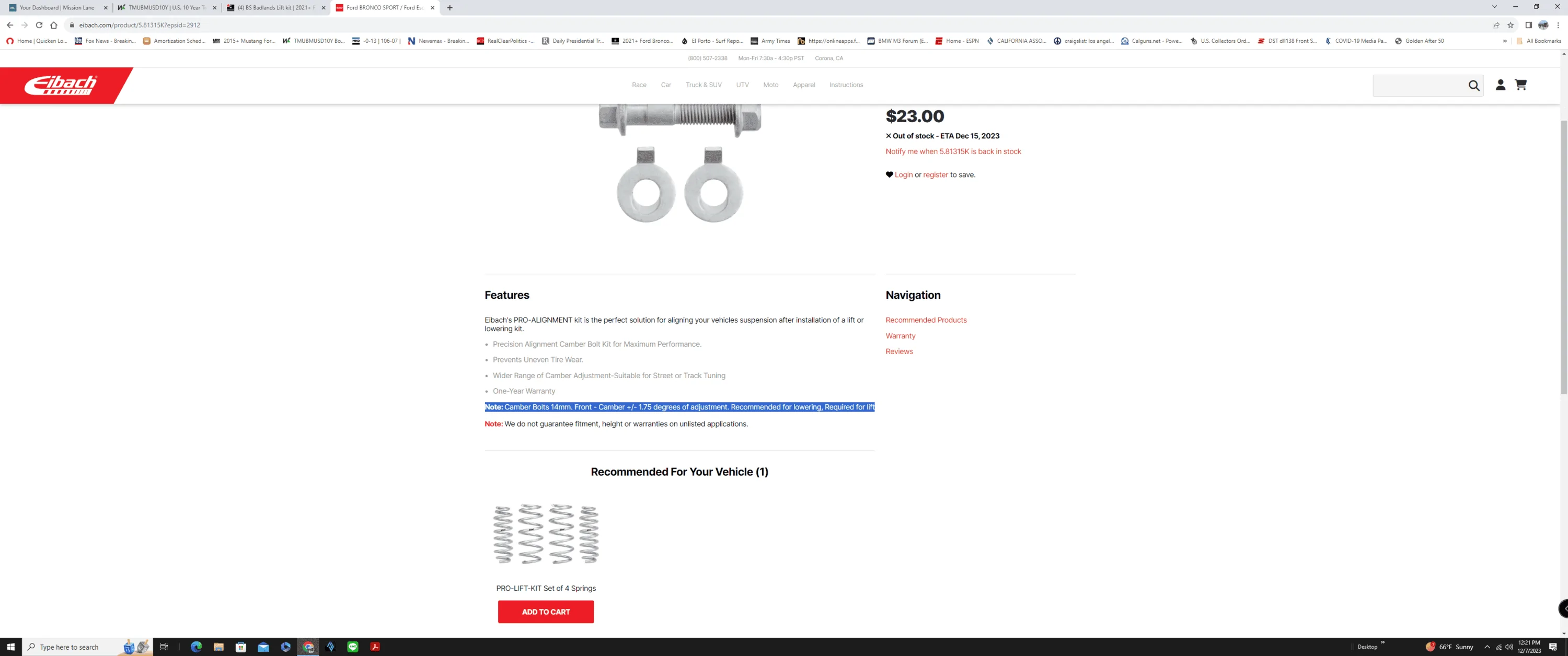 Ford Bronco Sport BS Badlands Lift kit 1701980499544