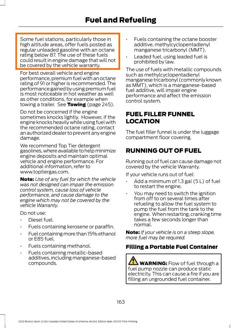 Ford Bronco Sport TOP TIER - High Quality Fuel ... Page 163