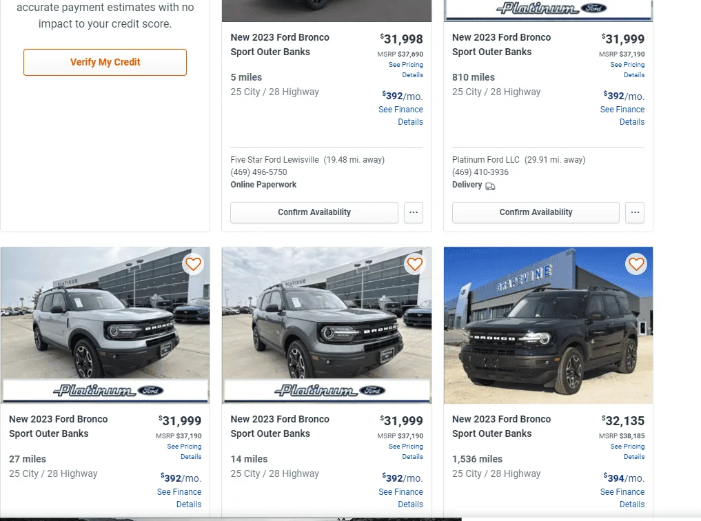 Ford Bronco Sport Vroom buy price on my BS 1703623584781